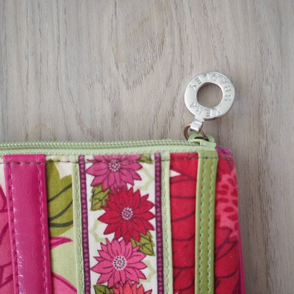 Vera Bradley Hello Dhalia Pink and Green Flower Wristlet Wallet Pouch - Picture 6 of 13